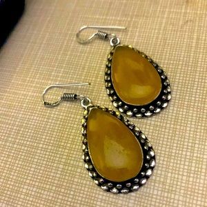 New artisan handcrafted yellow lace Agate earrings
